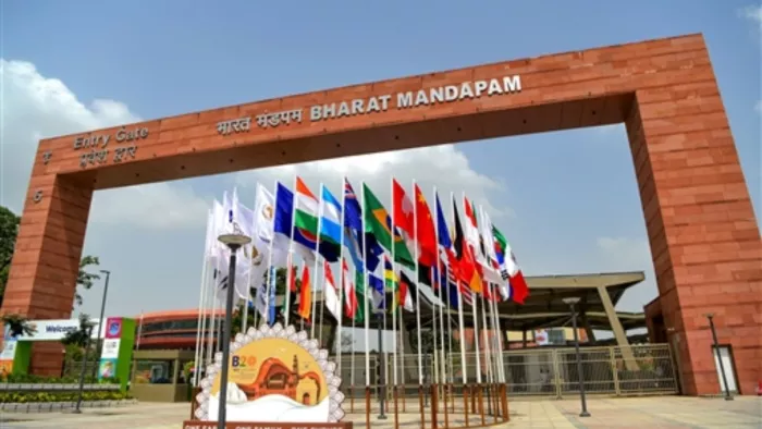 प्रगति मैदान स्थित भारत मंडपम में नौ-दस सितंबर को होगा शिखर सम्मेलन। (फोटो- एएनआई)