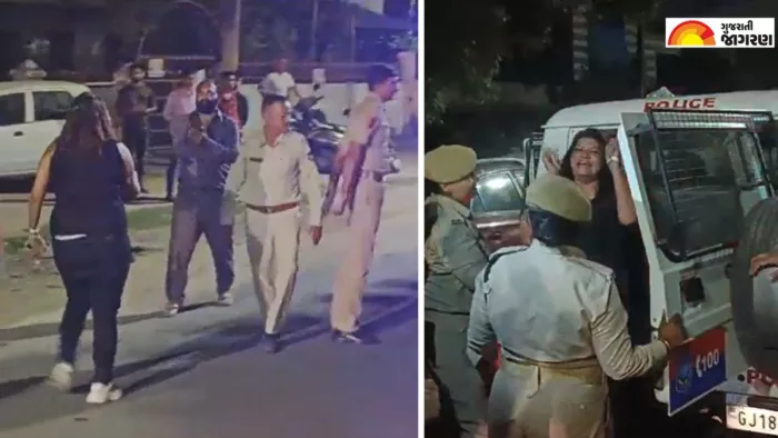 नशे में धुत महिला कार चालक ने पुलिसकर्मी को मारा थप्पड़।