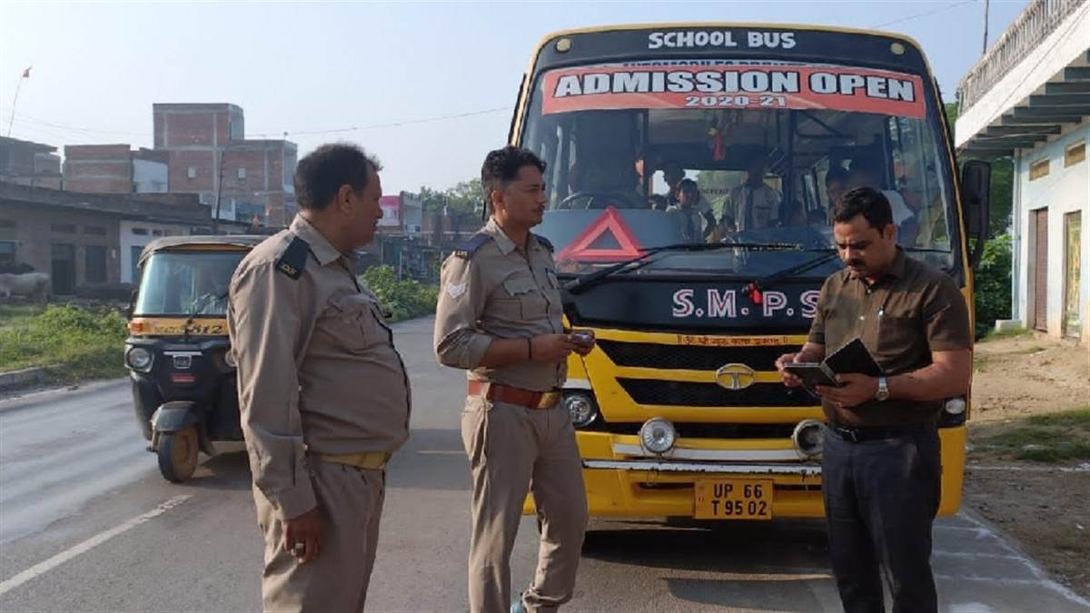 ten tourist buses found running without permit in bhadohi fined rs 3 lakh