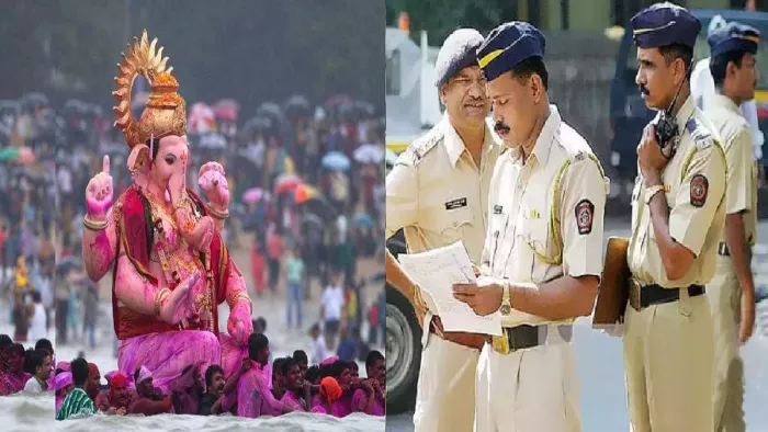 गणेश विसर्जन को लेकर मुंबई पुलिस ने शहर में सुरक्षा के खास इंतजाम किए।(फोटो सोर्स: जागरण)