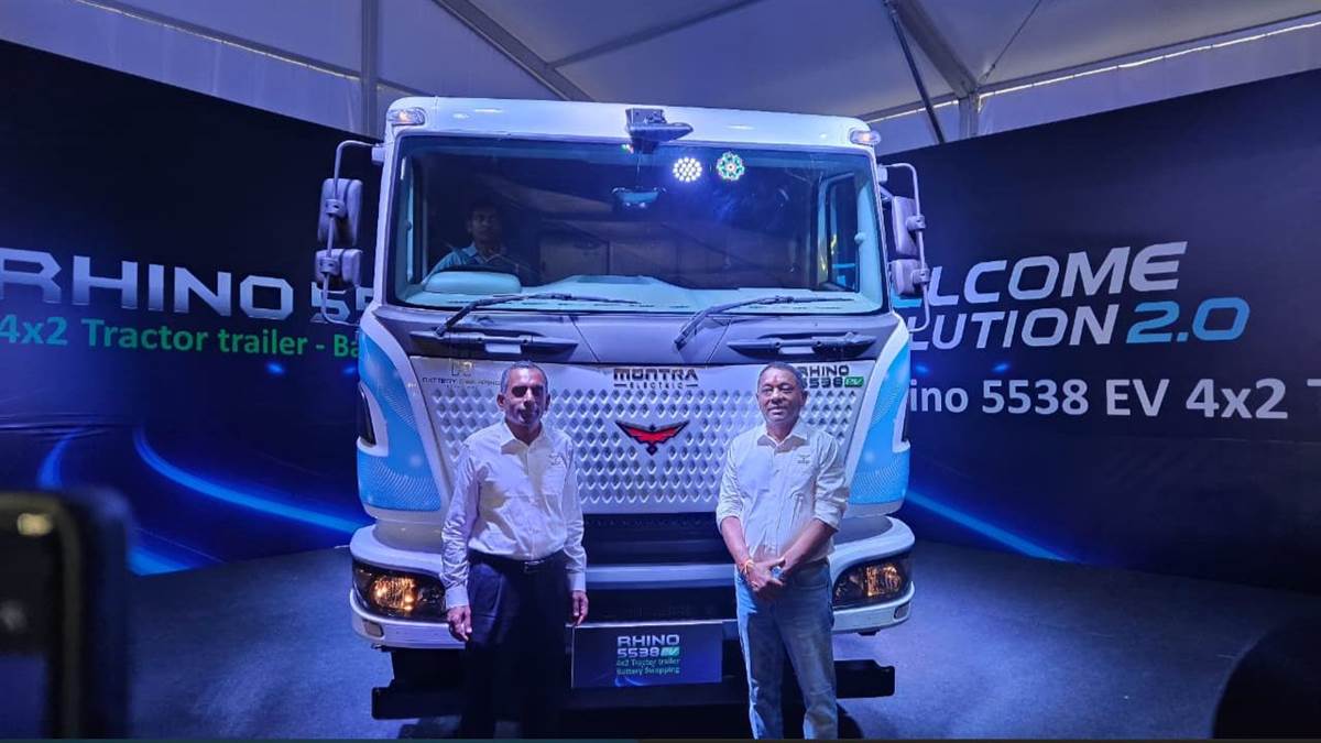 montra rhino 5538 ev 4x2 tt truck launched 198 km range fixed and swappable battery options