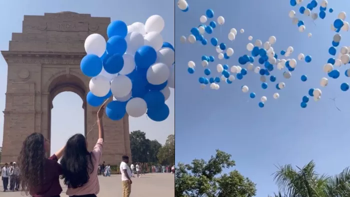 इजरायली दूतावास ने दिल्ली के आसमान में छोड़े गुब्बारे। (फोटो- एएनआई)