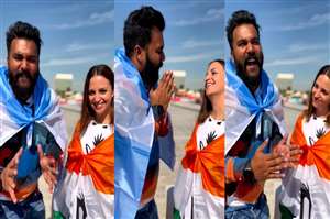 एक वीडियो में अर्जेंटीना की महिला ने भारतीय ध्वज को लपेटे दिख रही हैं।(फोटो सोर्स: ट्विटर)