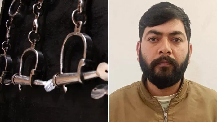 एसटीएफ द्वारा सहारनपुर में पकड़ा गया हत्यारोपी विकास सिंह। सौ. एसटीएफ