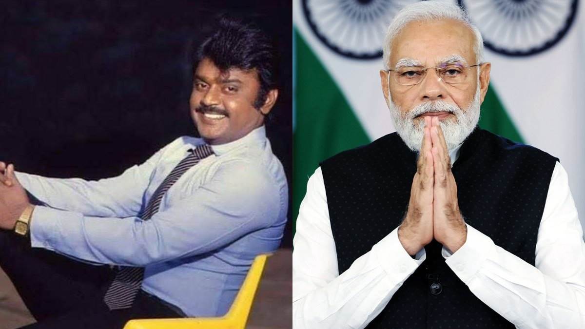 pm modi expressed grief over the demise of vijaykant congress leader rahul gandhi and tamil nadu cm mk stalin also paid tribute