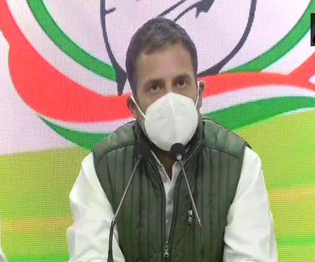 किसानों के प्रदर्शन के बीच प्रेस कॉन्फ्रेंस करते हुए राहुल गांधी