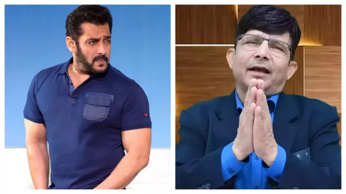 Kamaal Rashid Khan KRK kneels in front of Salman Khan