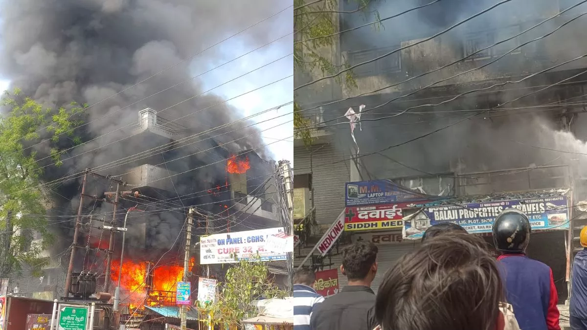 साहिबाबाद में लगी भीषण आग, दो दुकानें जलीं चार फ्लैटों में भी नुकसान, लोगों को सुरक्षित निकाला