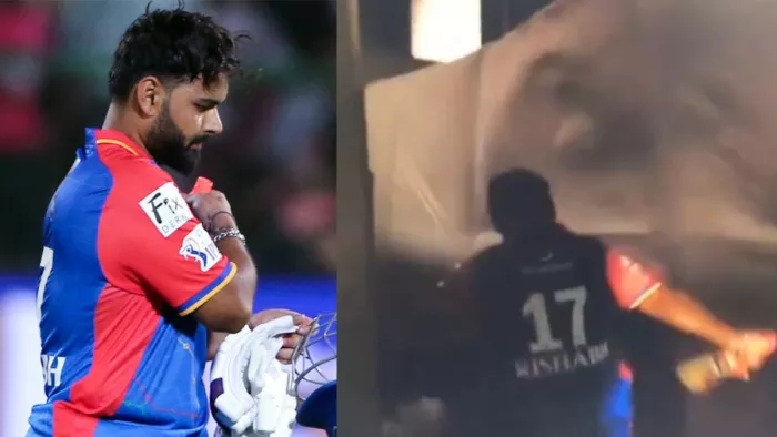 Rishabh pant: पंत ने दीवार में दे मारा बल्ला।