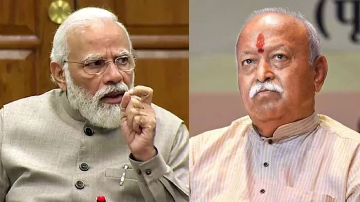 प्रधानमंत्री नरेंद्र मोदी ने आरएसएस प्रमुख मोहन भागवत से मुलाकात की।(फाइल फोटो)