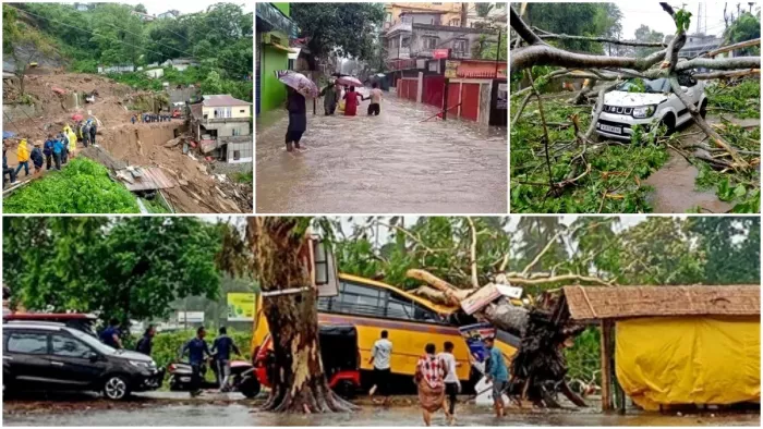 पूर्वोत्तर के चार राज्यों में भारी बारिश और भूस्खलन ने मचाई तबाही।