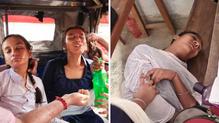 गर्मी और उमस से एक ही स्कूल के दो दर्जन बच्चे बेहोश