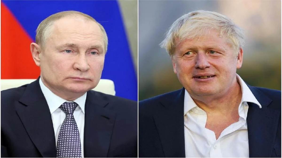 रूसी राष्ट्रपति व्लादिमीर पुतिन और ब्रिटेन के प्रधानमंत्री बोरिस जानसन।