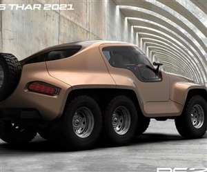 DC2 ने Mahindra Thar के कॉन्सेप्ट को 6 &times; 6 SUV के रूप में बनाया है।