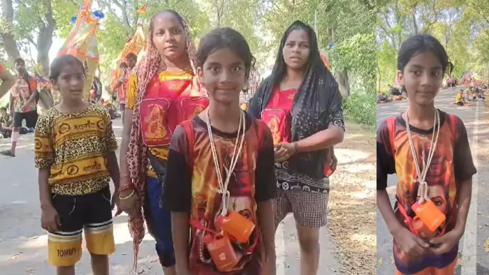 Kanwar Yatra: कांवड़ लाई दिल्ली की सुहाना दिल्ली के हिंदू परिवार की महिलाओं के साथ। वीडियो से ली तस्वीर।