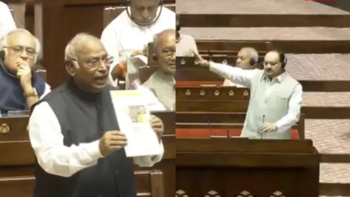 राज्यसभा में हंगामा पीएम मोदी पर टिप्पणी से गरमाया माहौल (फोटो सोर्स- एएनआई)