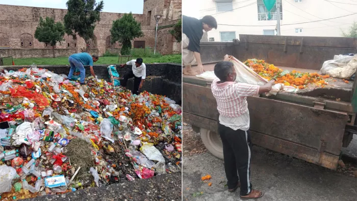 नागरिकों ने इस पहल की सराहना करते हुए सभी मंदिरों से फूल अलग उठाने का आग्रह किया है।