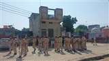 महेंद्रगढ़ जिले के मंडी अटेली क्षेत्र के गांव खेड़ी तैनात भारी पुलिस बल।