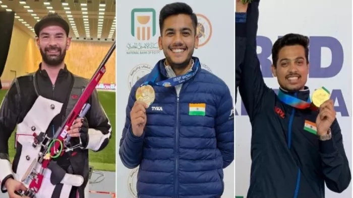 पुरुषों की 50 मीटर राइफल में भारतीय तिकड़ी ने यह कमाल किया। फोटो- एक्स से साभार