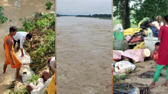 बिहार के शिवहर में बाढ़ से जनजीवन तबाह। फोटो- जागरण
