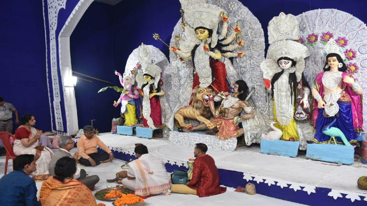 varanasi durga puja grand installations of maa durga idols in pandals