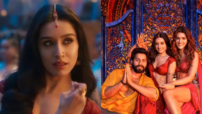 Still of Shraddha Kapoor, Varun Dhawan and Kriti Sanon from Thumkeswari Song