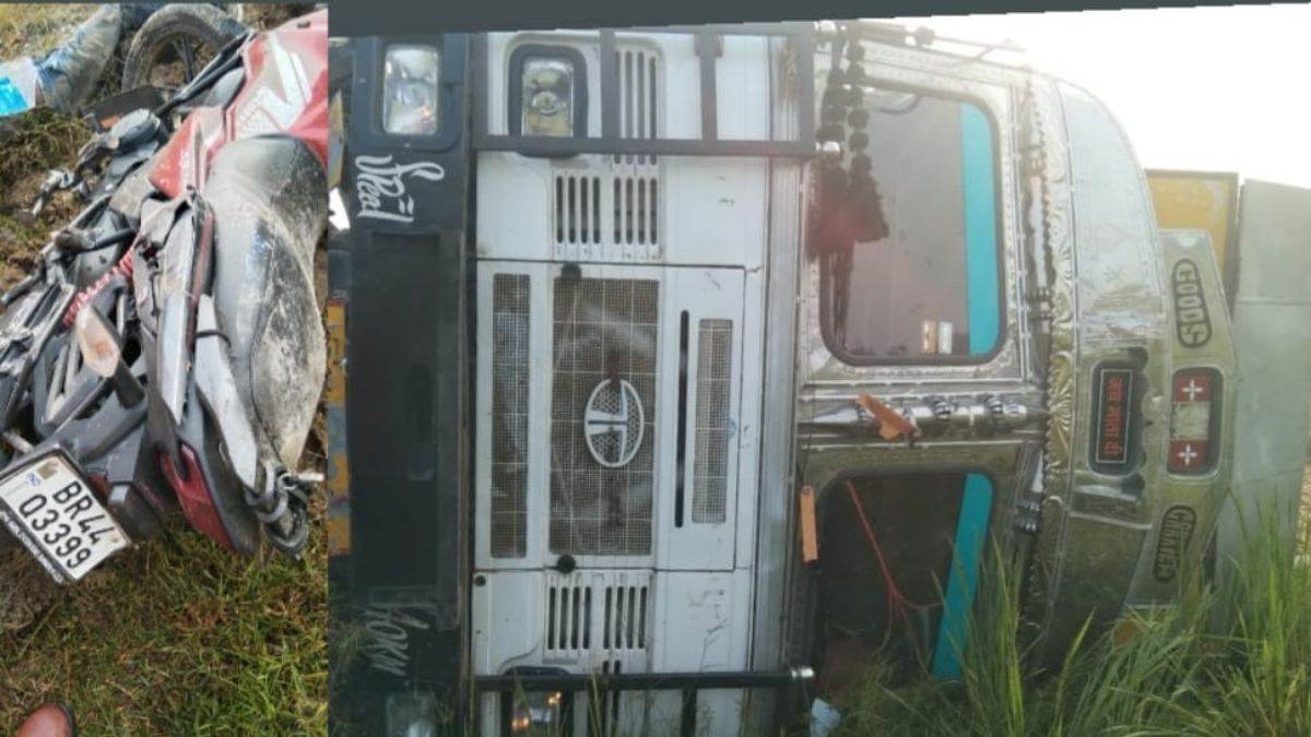 bihar news two policemen lost life in road accident near ara on way dumraon buxar to motihari and betiah for chhath puja