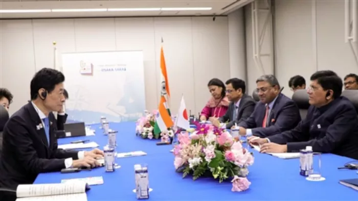 केंद्रीय मंत्री पीयूष गोयल ने ओसाका में जी-7 के व्यापार मंत्रियों के साथ बैठक की। (फोटो- एएनआई)