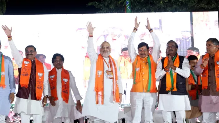 उज्जैन में अमित शाह ने रैली को किया संबोधित (फोटो: @BJP4India)