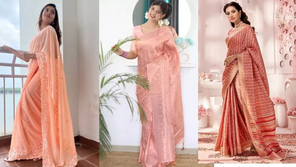 दिवाली की चमक-धमक नहीं, आपकी Peach Color Saree पर ठहर जाएगी सबकी नज़र! नए पैटर्न देखकर दिल ठहर जायेगा
