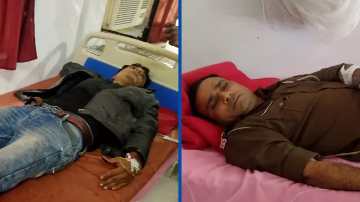 Moradabad Vishal Murder Case : पुलिस मुठभेड़ में घायल बदमाश बिलाल और सिपाही। जागरण