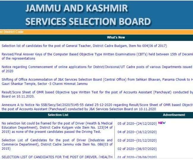 JKSSB Recruitment 2021: जम्मू और कश्मीर सेवा चयन बोर्ड, जेकेएसएसबी