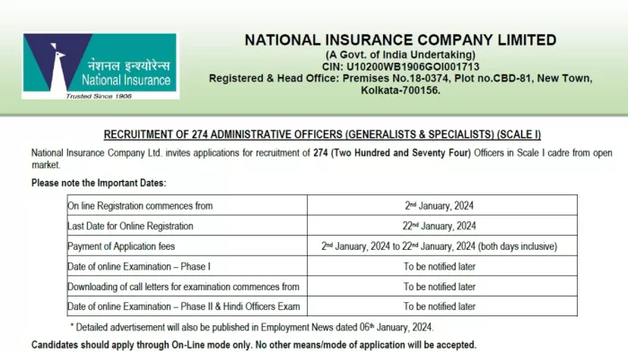 NICL AO Recruitment 2024: आवेदन शुल्क 1000 रुपये निर्धारित किया गया है।