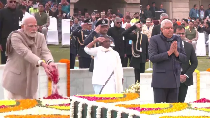 Mahatma Gandhi Death Anniversary: गांधी जी की पुण्यतिथि पर राष्ट्रपति, उपराष्ट्रपति व पीएम ने दी श्रद्धांजलि (फोटो एएनआइ)