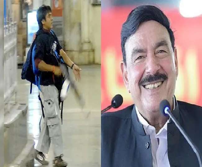 पाकिस्‍तानी आतंकी अजमल कसाब और गृह मंत्री शेख रशीद।