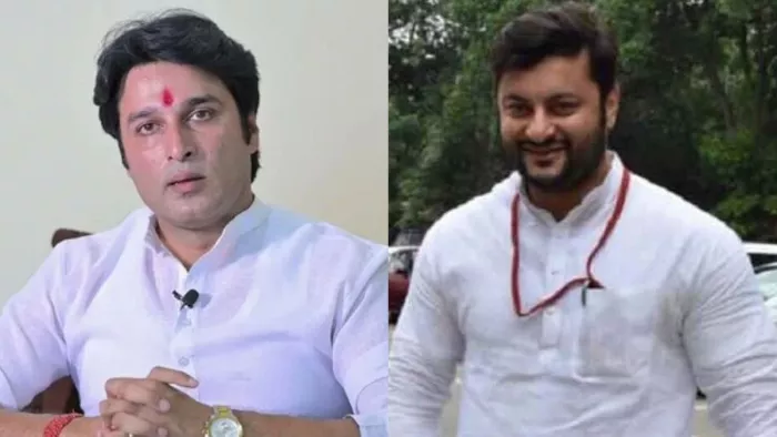 कोरई विधानसभा के पूर्व विधायक आकाश दास नायक और केन्द्रापड़ा सांसद अनुभव महांति (फाइल फोटो)