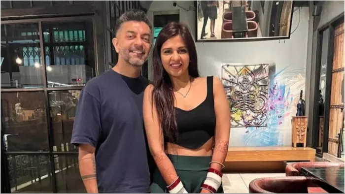 Dalljiet Kaur with her husband Nikhil Patel
