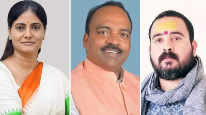 लोकसभा चुनाव 2024: अनुप्रिया पटेल, रमेश चंद्र बिंद और मनीष त्रिपाठी।