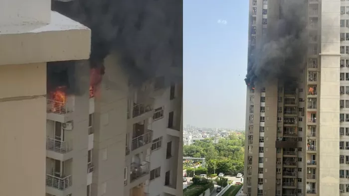 Noida Fire: लोटस बुलेवर्ड सोसाइटी के फ्लैट में एसी फटने से आग लगी।