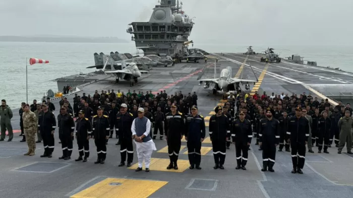 आईएएनएस पर दिखे रक्षा मंत्री राजनाथ सिंह (फोटो सोर्स- एएनआई एक्स)