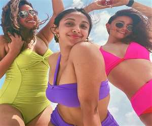 आलिया भट्ट ने पिंक कलर की बिकिनी पहन रखी हैl