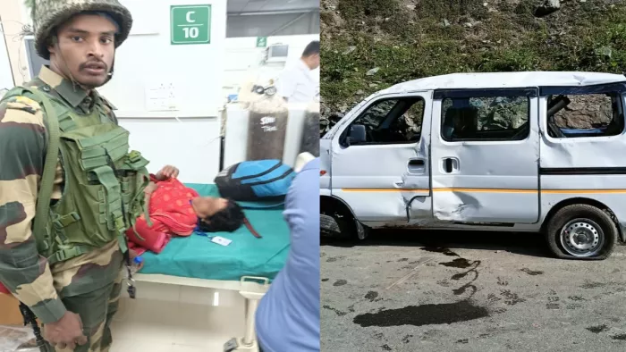 सड़क दुर्घटना में गंभीर रूप से घायल हुए दो अमरनाथ तीर्थयात्री।