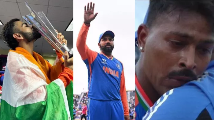 आईसीसी टी20 ट्रॉफी जीतने के बाद भावुक हुए भारतीय खिलाड़ी।(फोटो सोर्स: सोशल मीडिया)