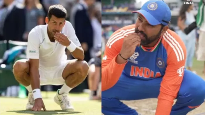 रोहित शर्मा ने नोवाक जोकोविच की तरह मनाया जीत का जश्न।