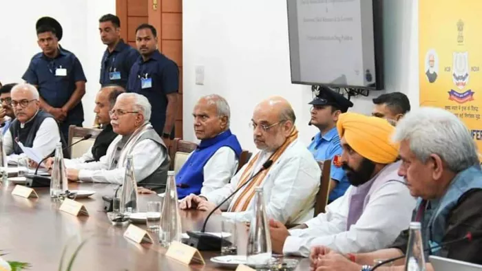 सम्मेलन में मौजूद गृह मंत्री अमित शाह। फोटो- पंजाब डीपीआर