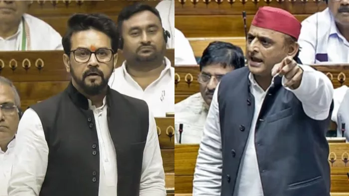 लोकसभा में अग्निवीर योजना को लेकर अखिलेश यादव और अनुराग ठाकुर के बीच तीखी नोकझोंक हुई।(फोटो सोर्स: जागरण)