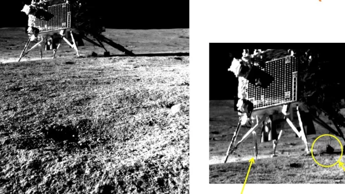 Chandrayaan 3 Lander picture इसरो ने लैंडर की फोटो की पोस्ट।