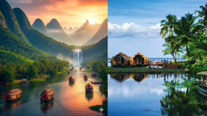 केरल में घूमने के लिए ये जगहें हैं बेस्ट (Image Credit- kerala tourism/AI Generated)
