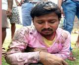 ग्रामीणों की पिटाई से घायल एक ठग।