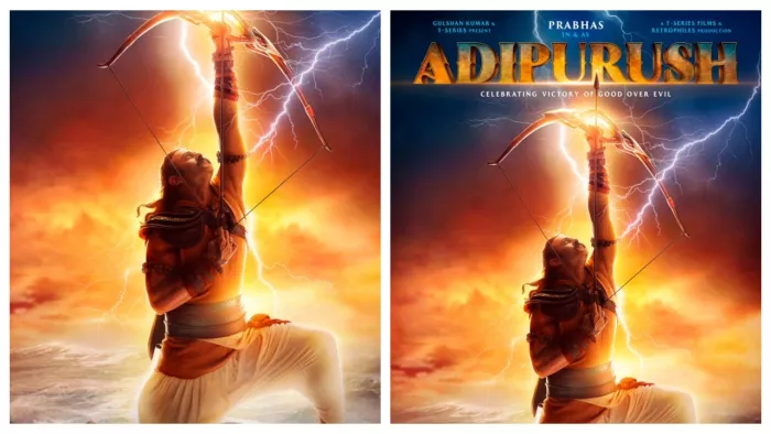 adipurush poster, prabhas, kirti sanon, saif ali khan